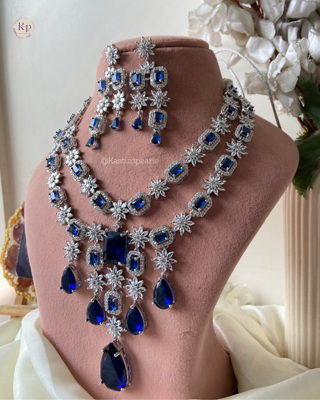 Lakshika Blue AD Necklace set
