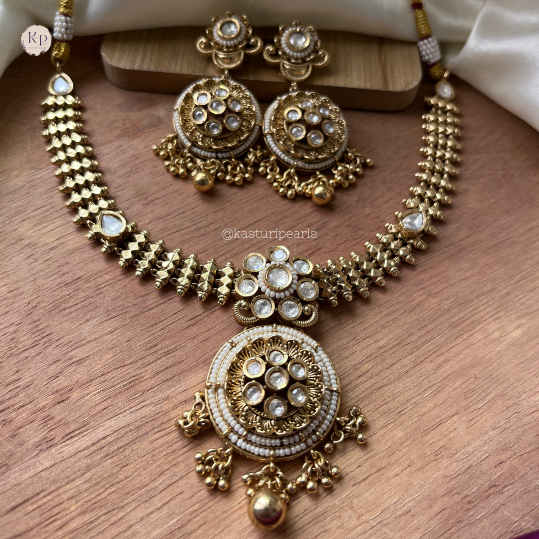 Mahi Antique Copper Brass Necklace set