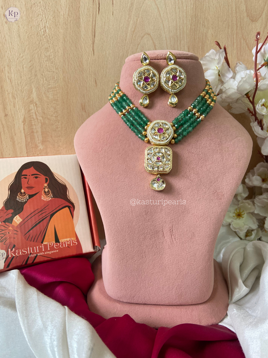 Veena Moisanite kundan Neckset