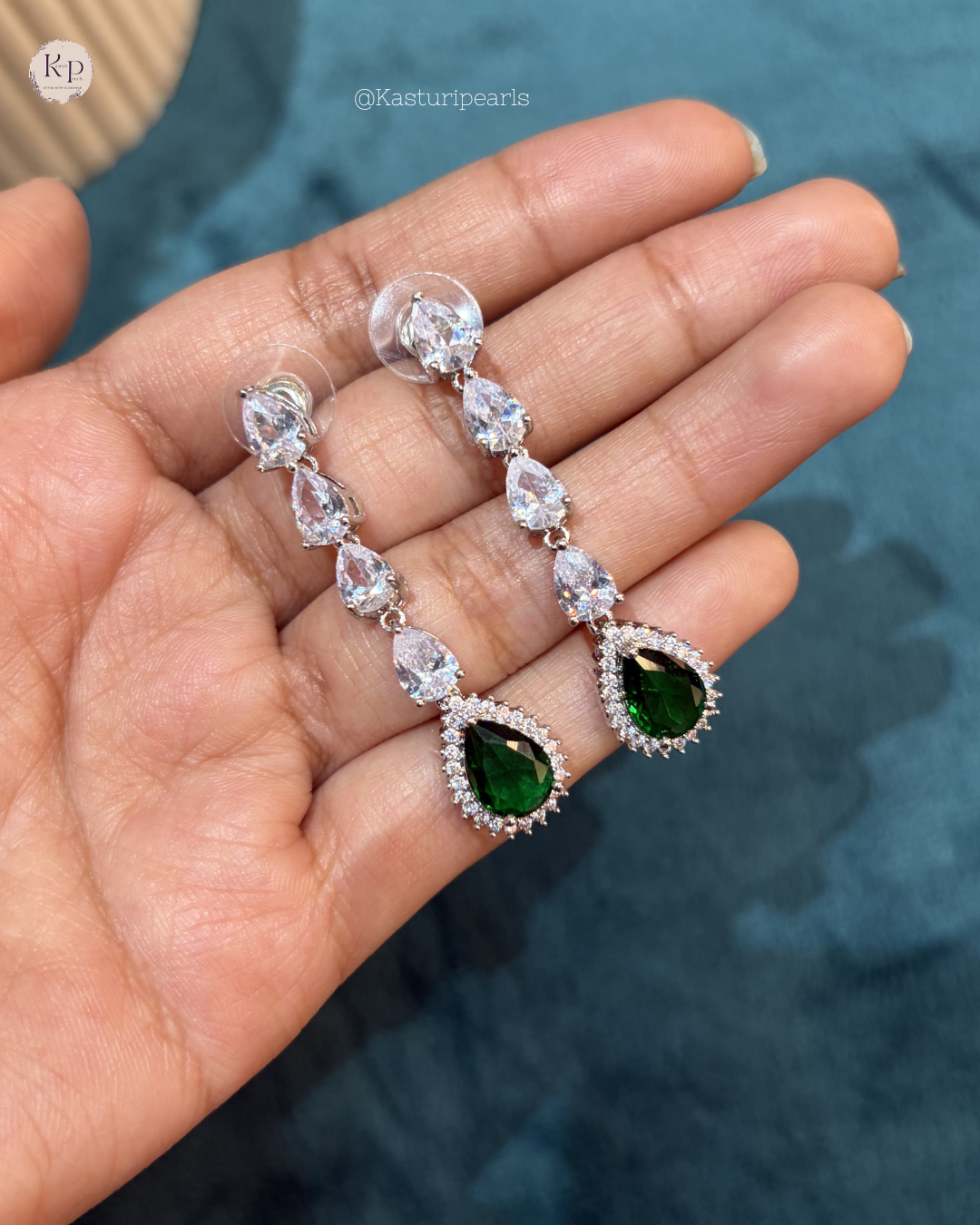 Mitali Green American Diamond Earrings