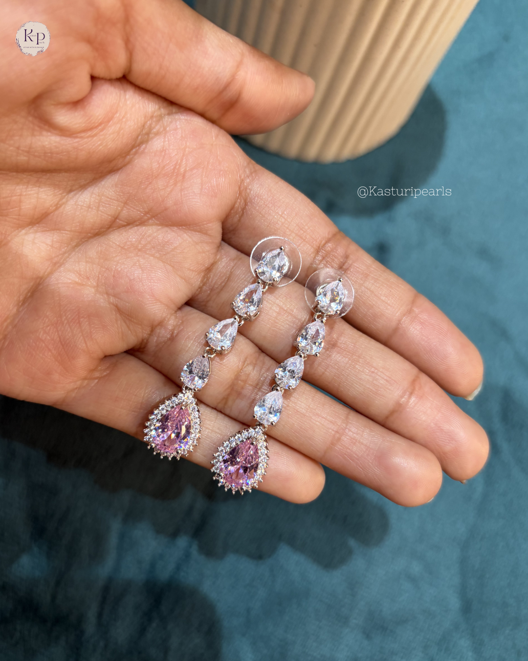 Mitali Pink AD earrings
