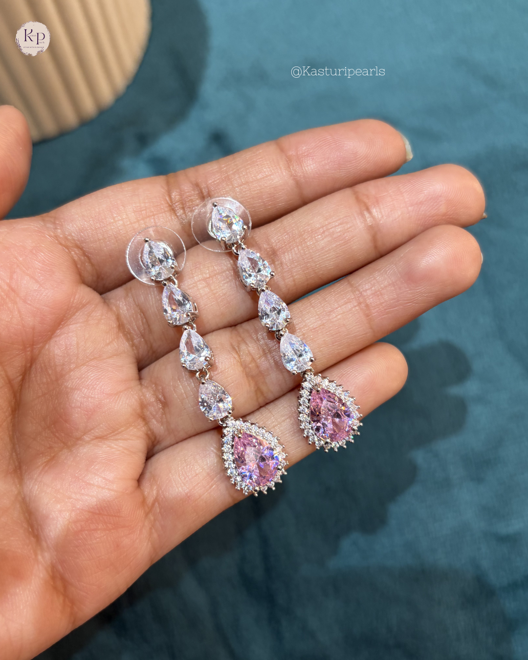 Mitali Pink AD earrings