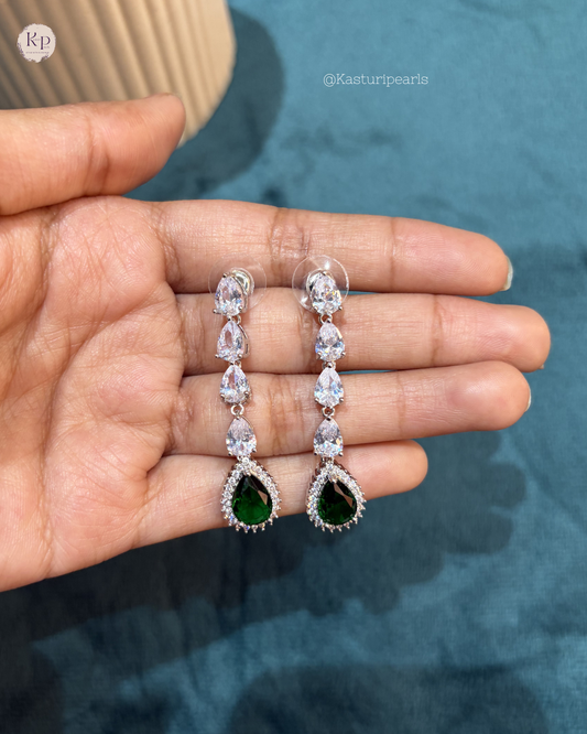 Mitali Green American Diamond Earrings