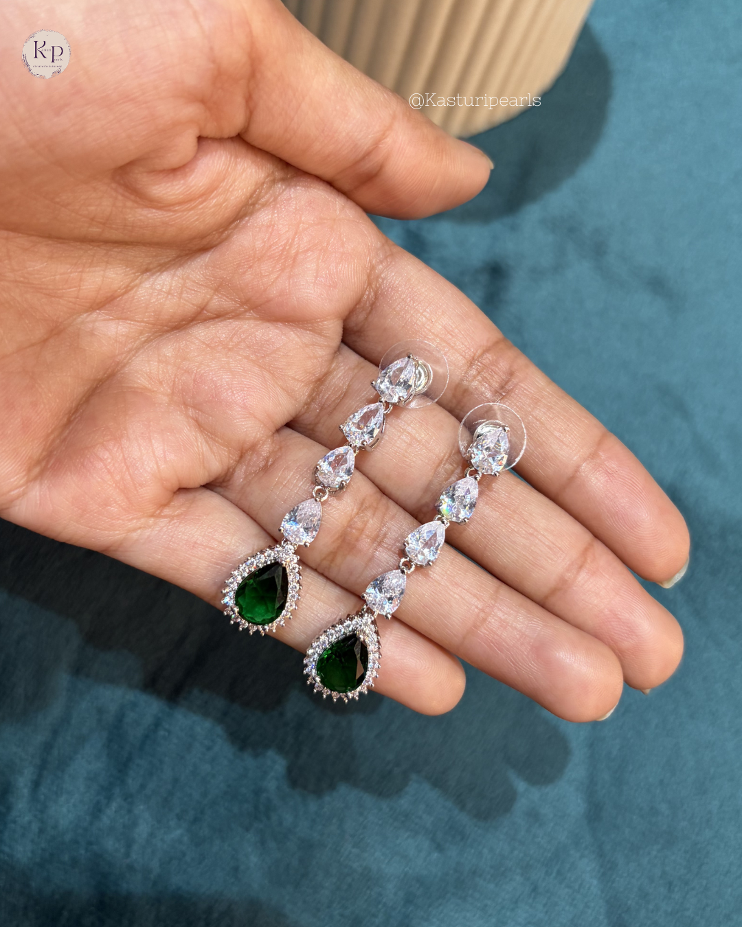 Mitali Green American Diamond Earrings
