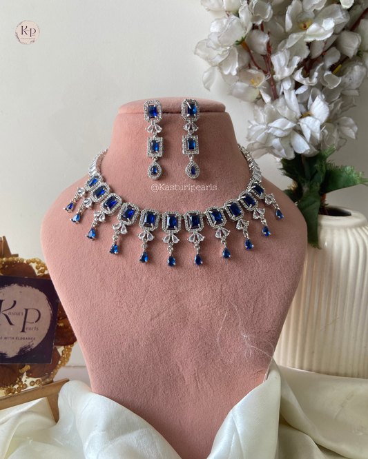 Mokshita Blue Ad Necklace set