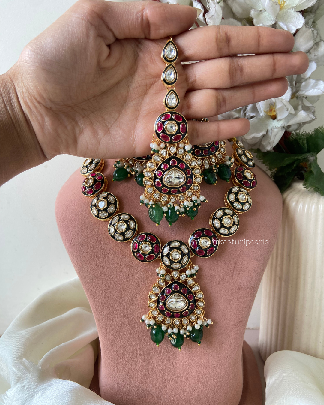 Mona Multi Polki Kundan Necklace set