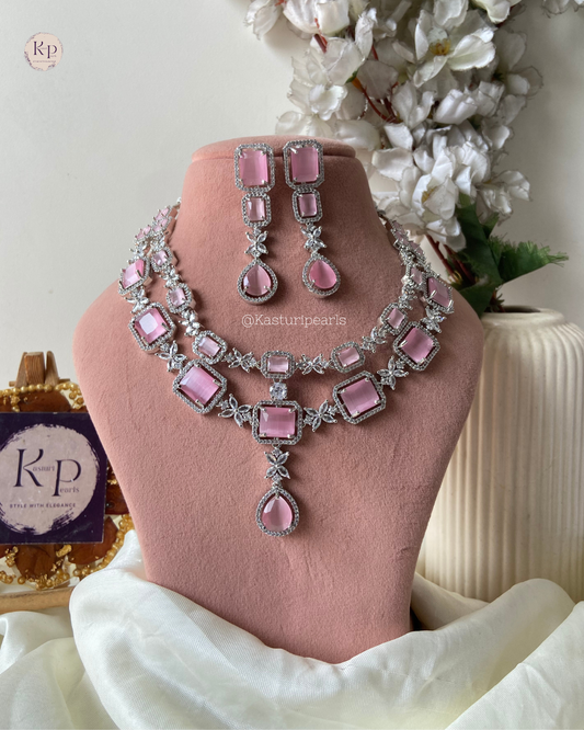Mrunal Pink Ad Necklace set