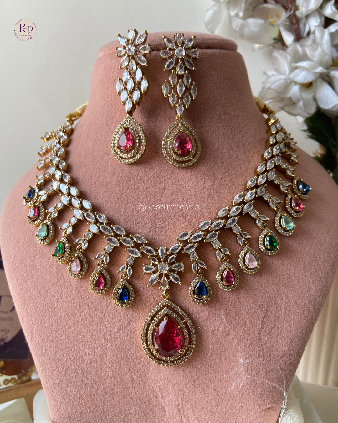 Natasha Multi Mehendi Polish Necklace set