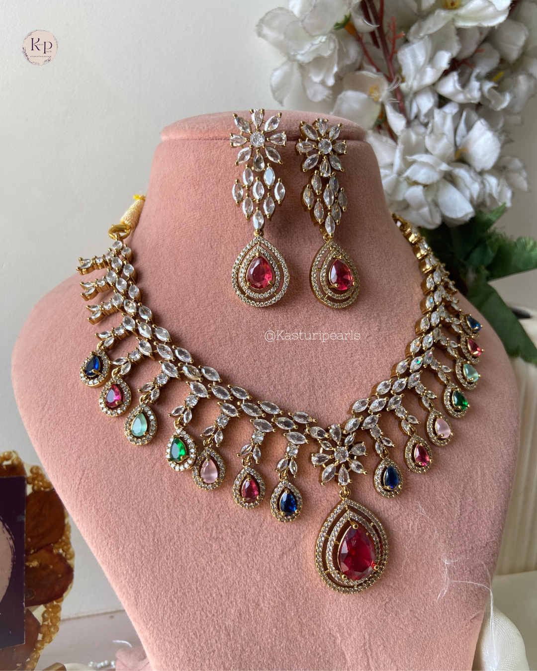 Natasha Multi Mehendi Polish Necklace set