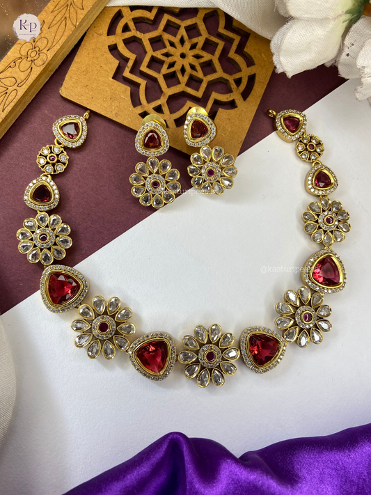 Nazia Red victorian polish Necklace set