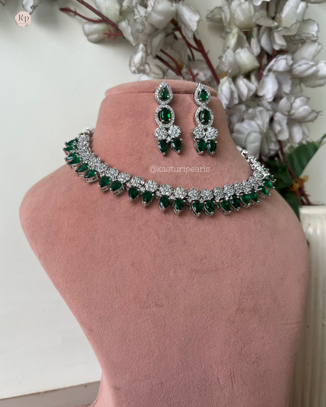Drashti green American diamond Neckset