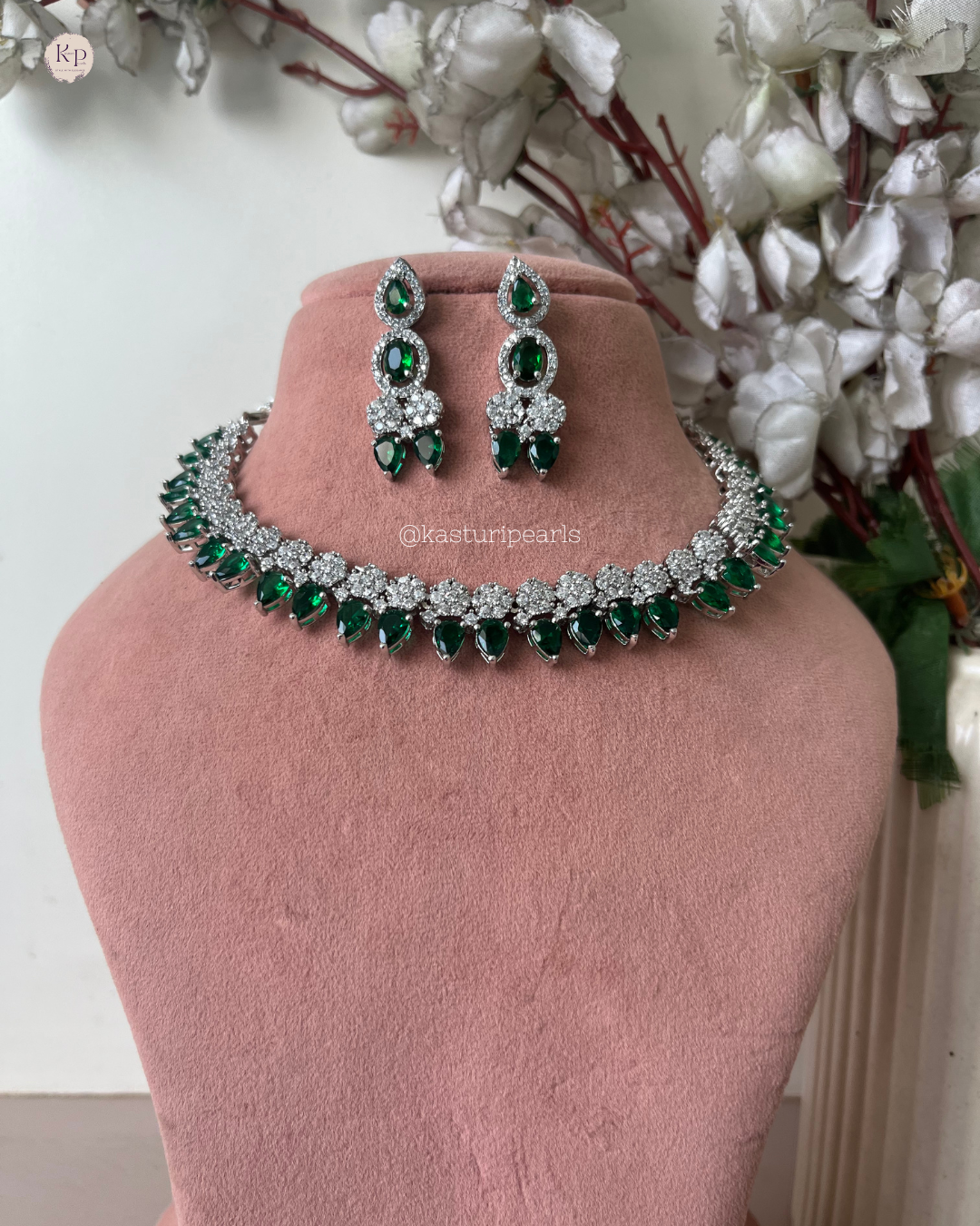 Drashti green American diamond Neckset