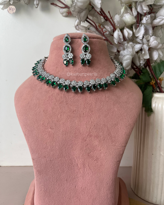 Drashti green American diamond Neckset