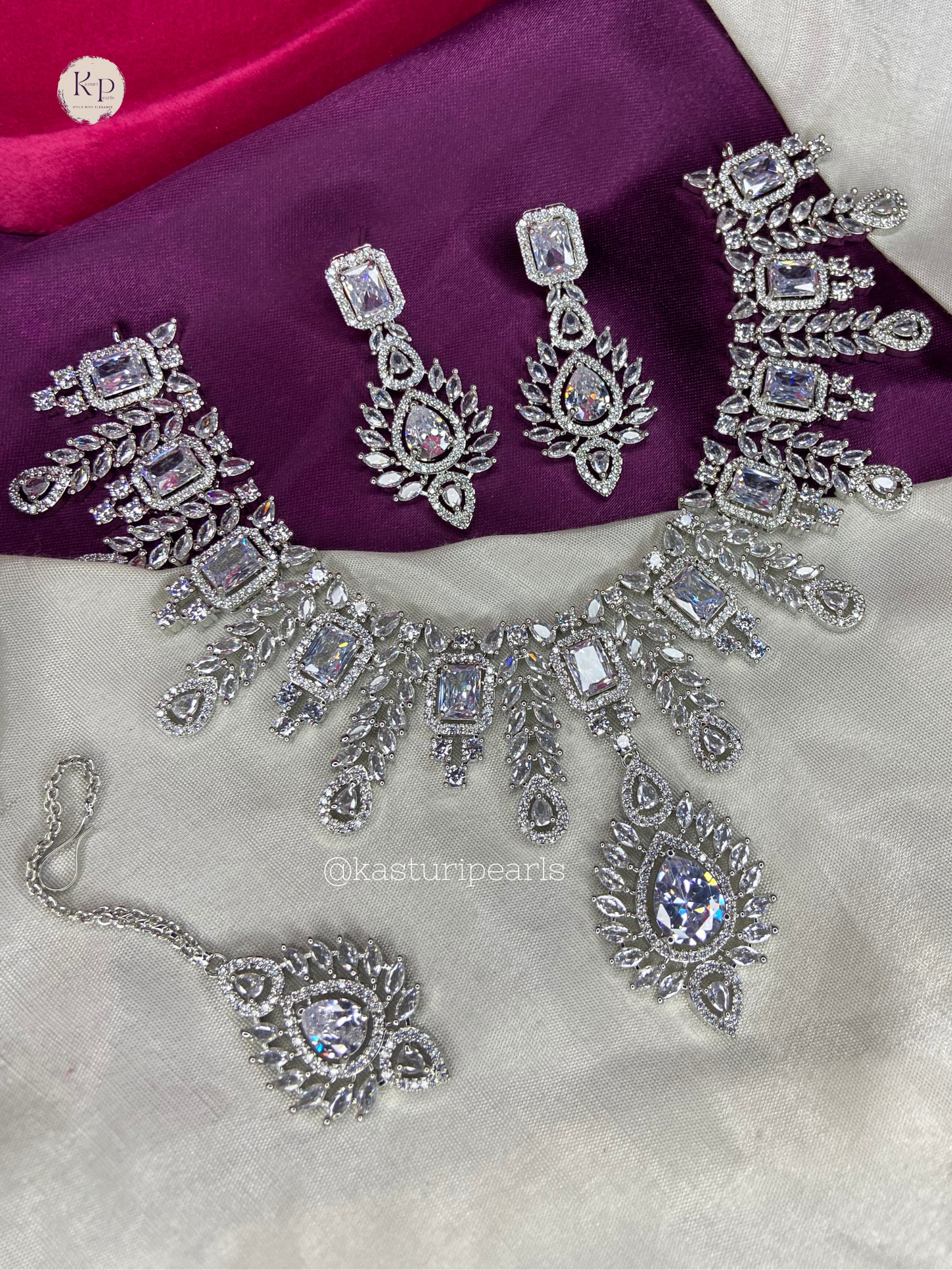 Nidhika American Diamond necklace set