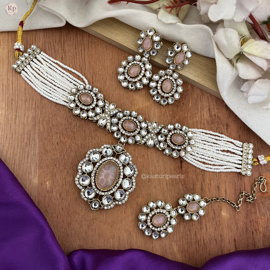 Paridhi Pink kundan choker set