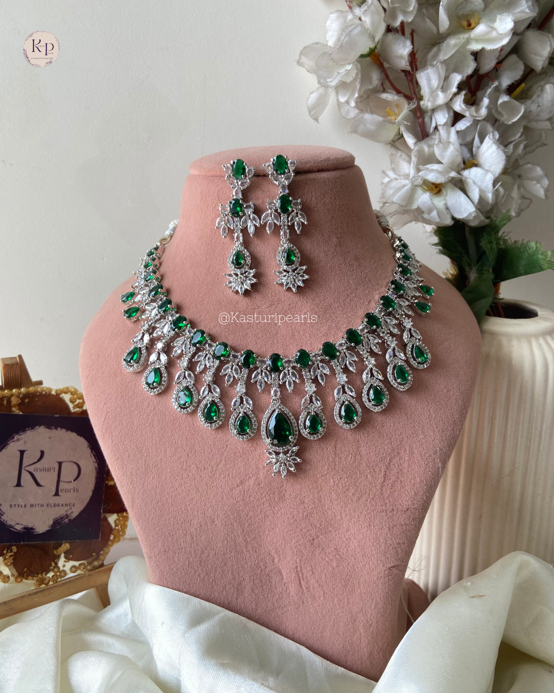 Parmita Green AD Necklace set