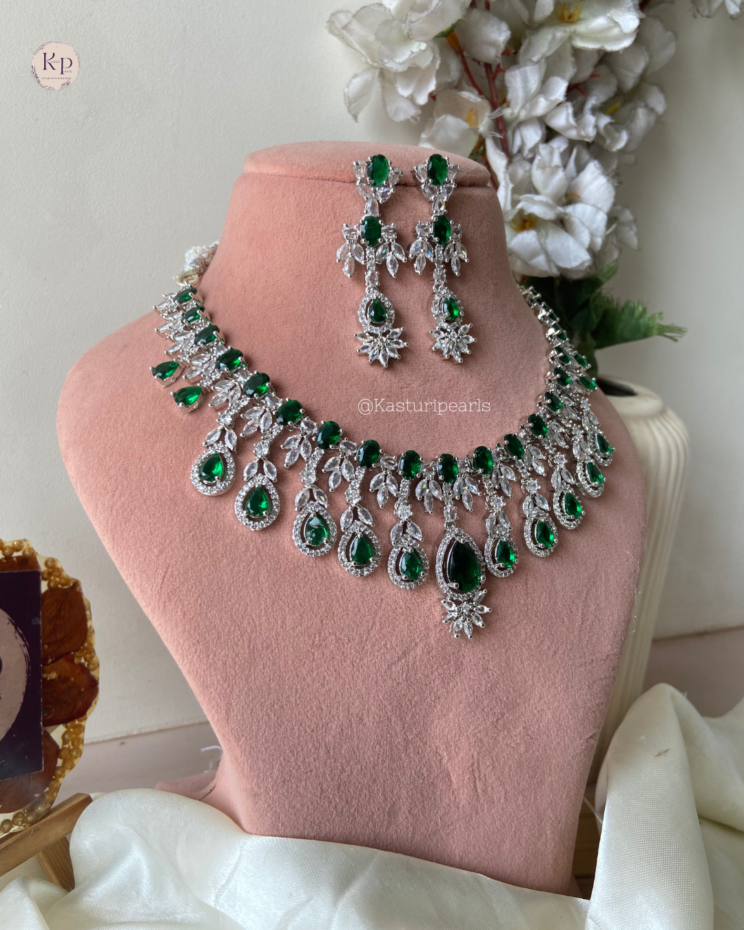 Parmita Green AD Necklace set
