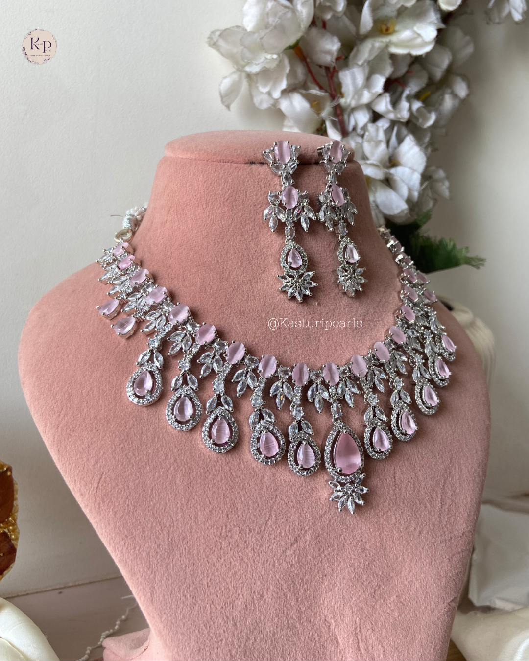 Parmita Pink Ad Necklace set