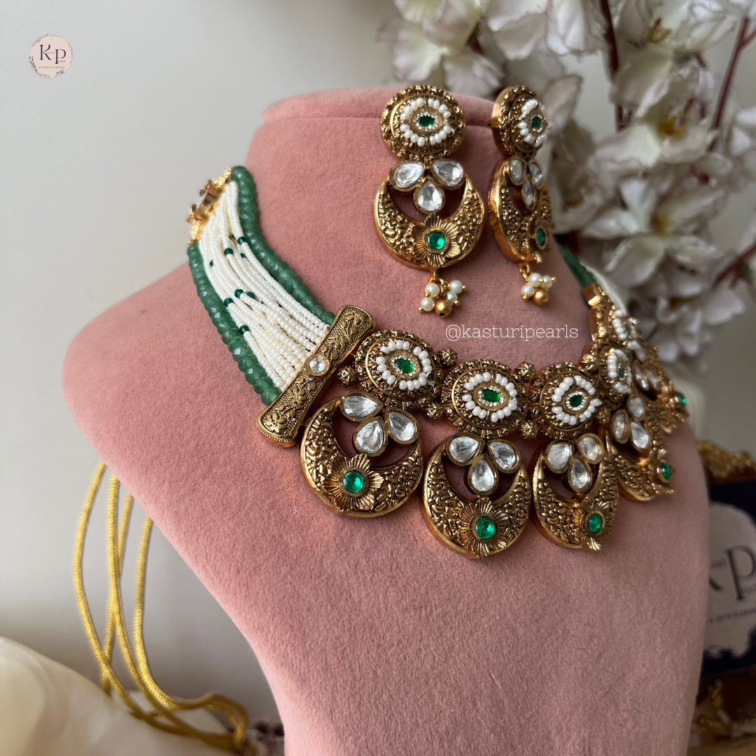 Prisha Antique Copper Moti Necklace set
