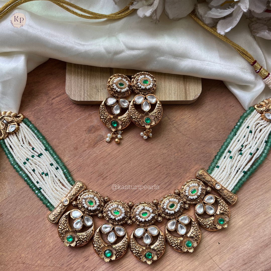 Prisha Antique Copper Moti Necklace set