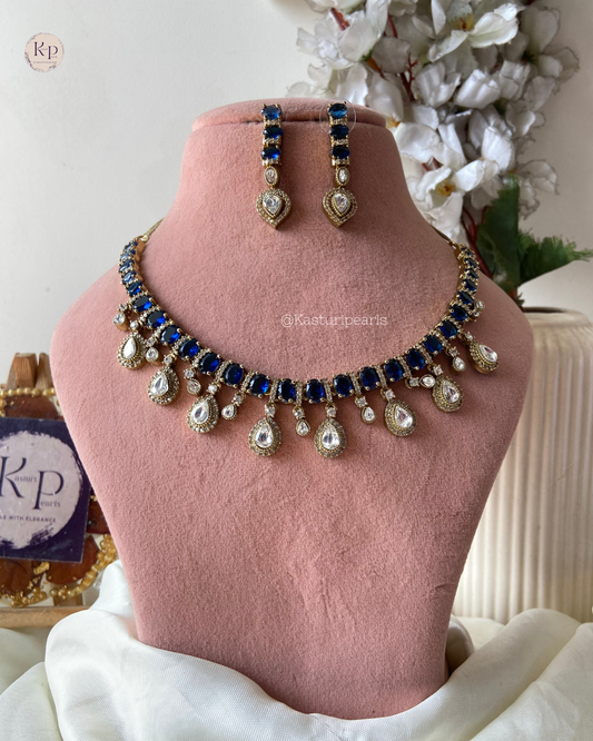 Reema Blue Victorian Polish Necklace set