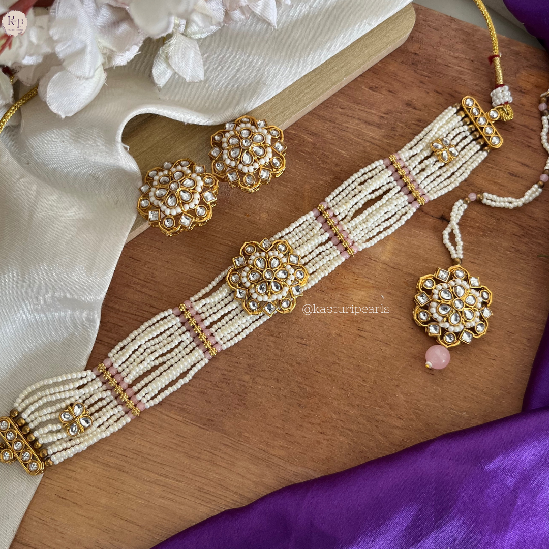 Ridhima Pink Moti choker set