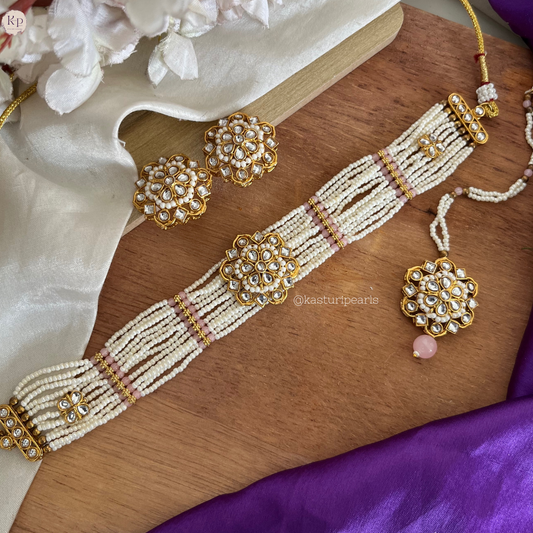 Ridhima Pink Moti choker set
