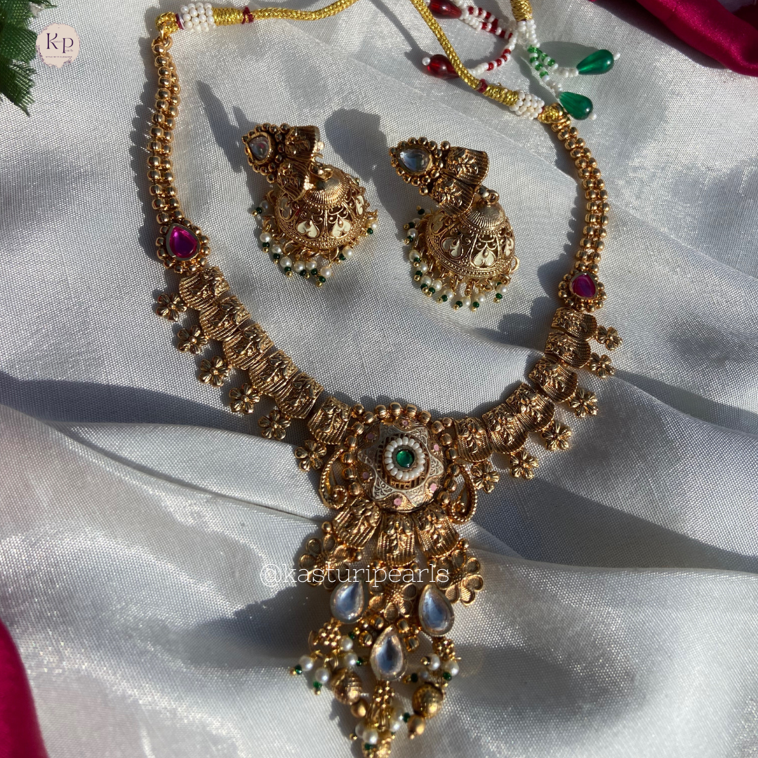 Rutvi Antique coper rajwada necklace set