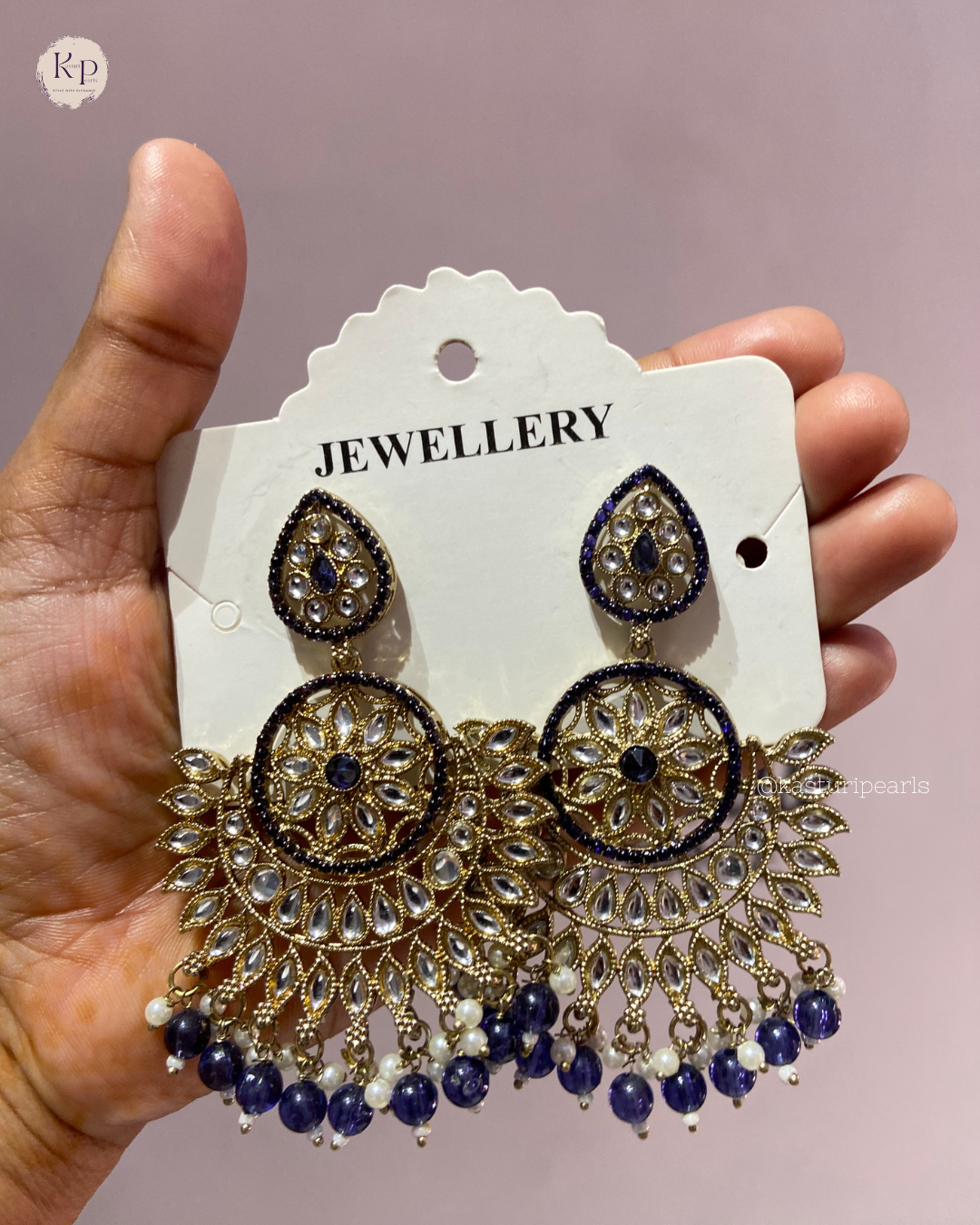 Urvisha Blue Kundan Earrings