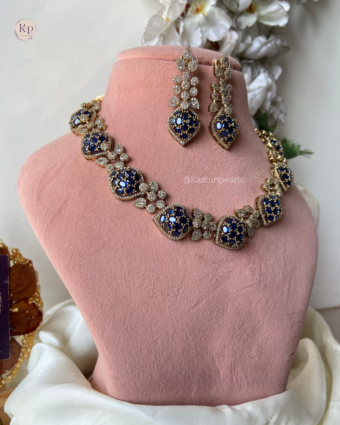 sanjana Blue Mehendi Polish Necklace set