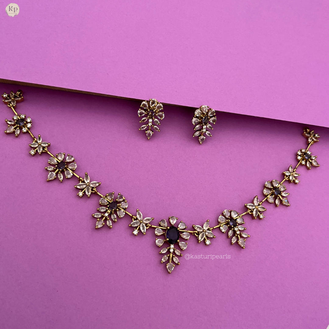 Savi Purple victorian Necklace set