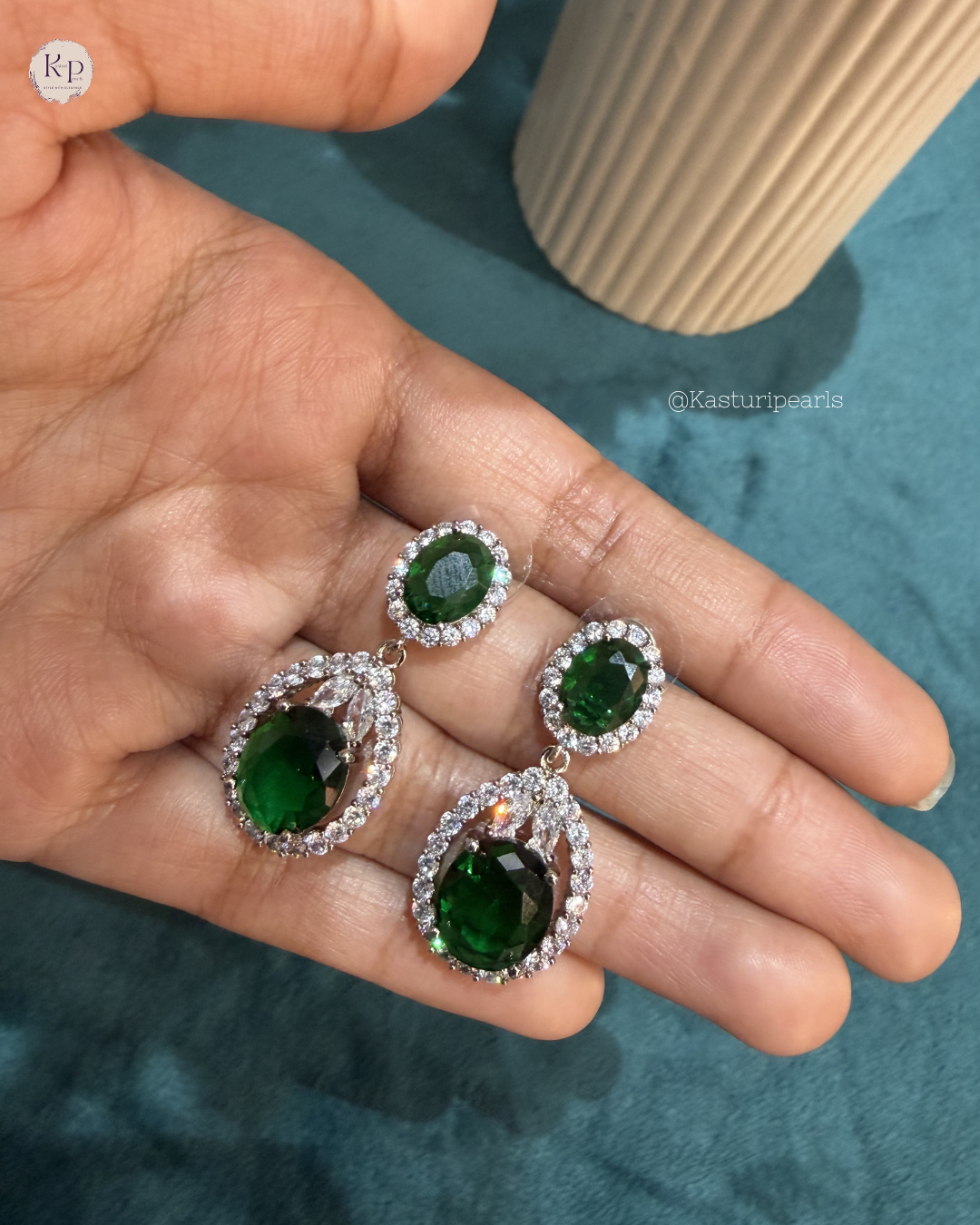 Sheetal Green American Diamond earrings