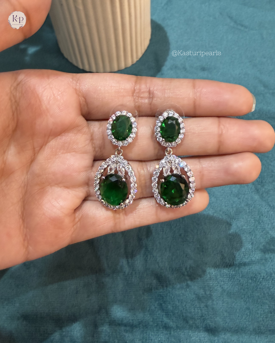 Sheetal Green American Diamond earrings