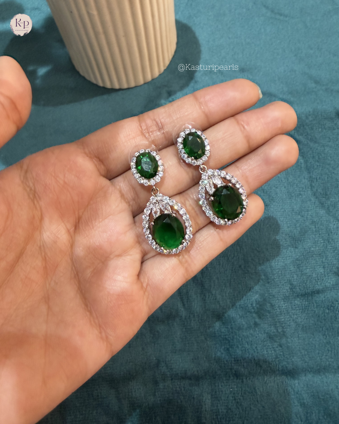 Sheetal Green American Diamond earrings
