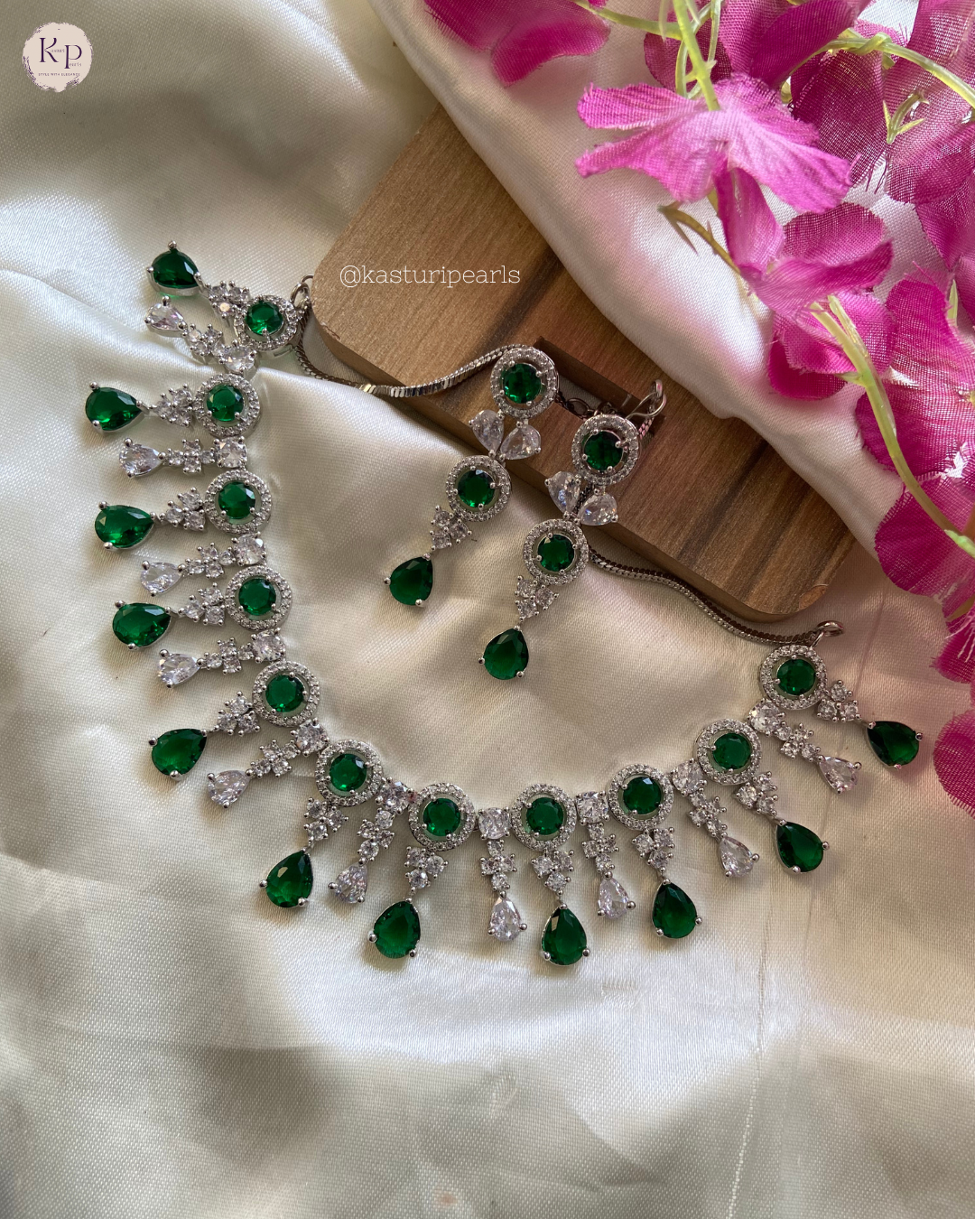 Sneha Green American Diamond Neckset