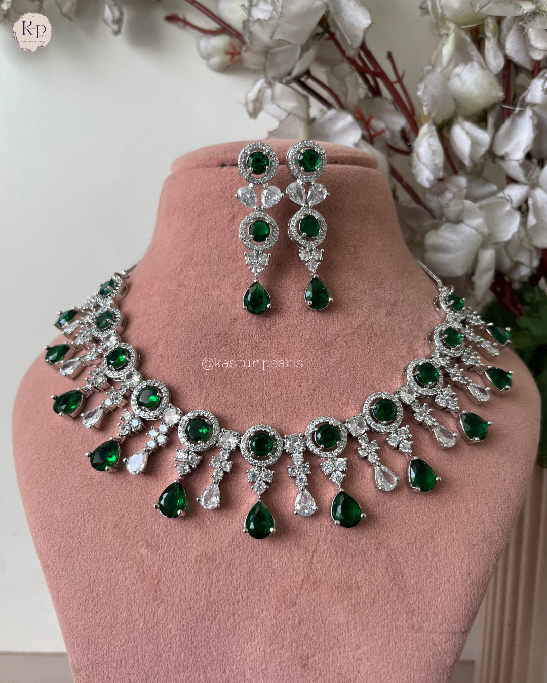 Sneha Green American Diamond Neckset