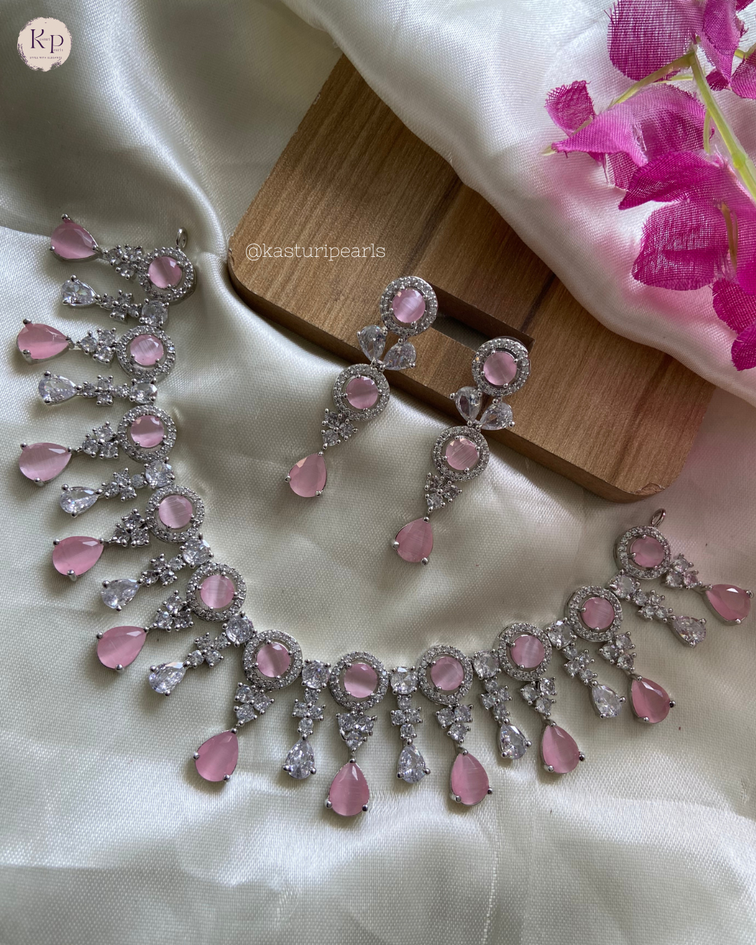 Sneha Pink AD Neckset