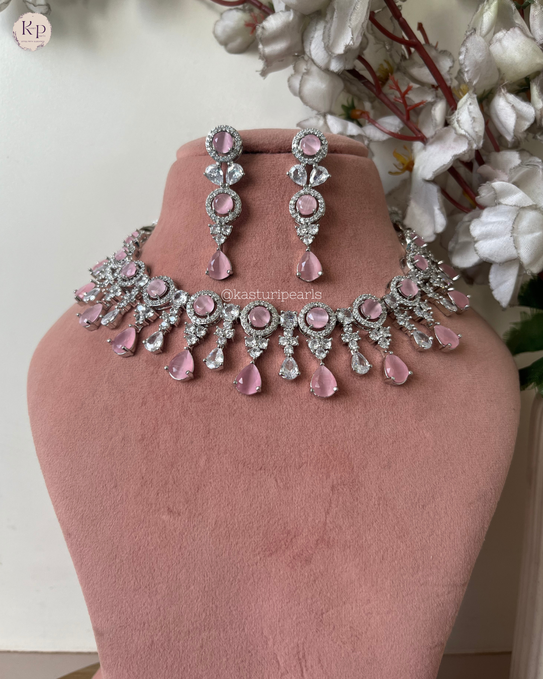 Sneha Pink AD Neckset