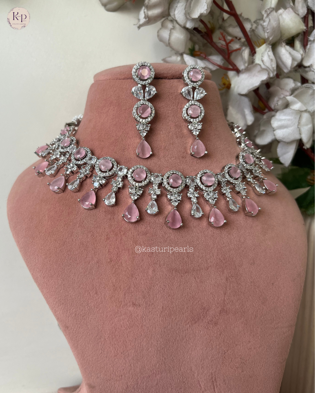 Sneha Pink AD Neckset