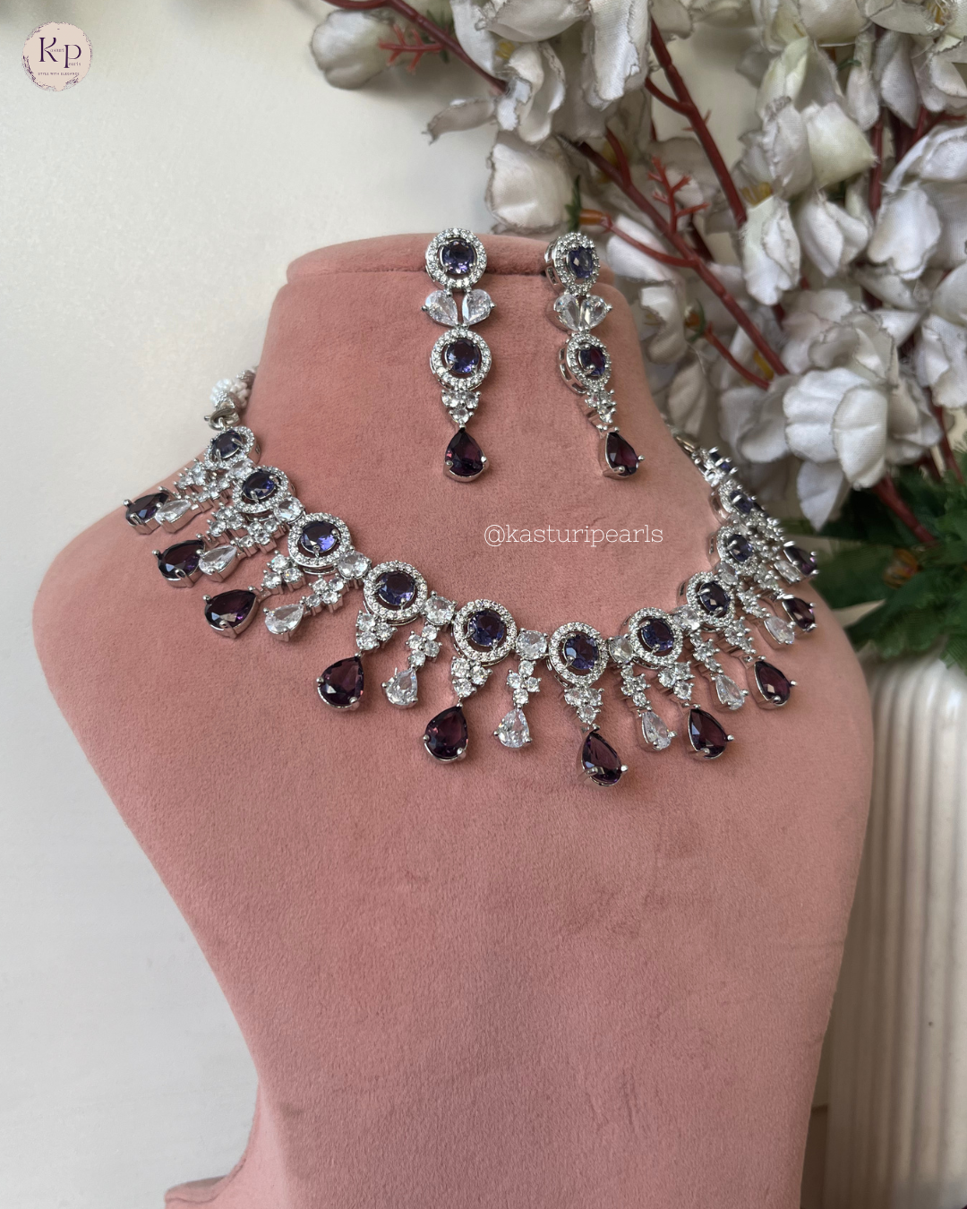 Sneha Purple AD  Neckset