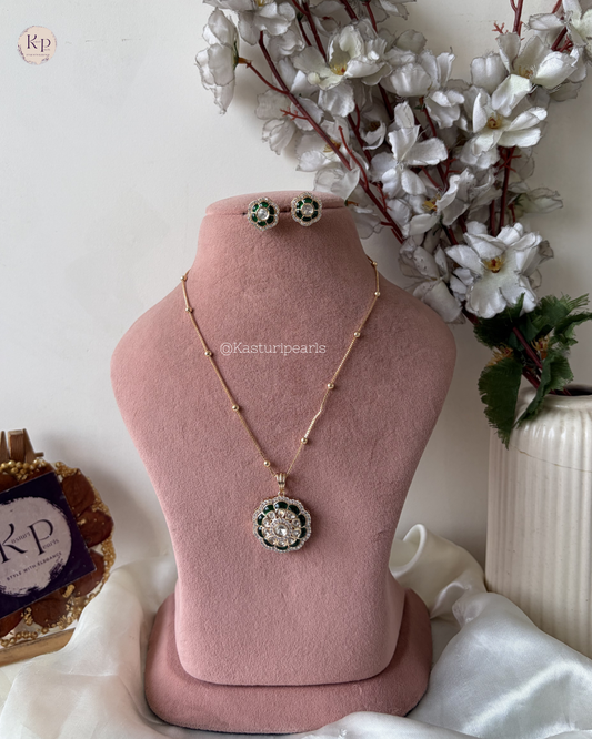 Srivalli Green Moisannaite Necklace set