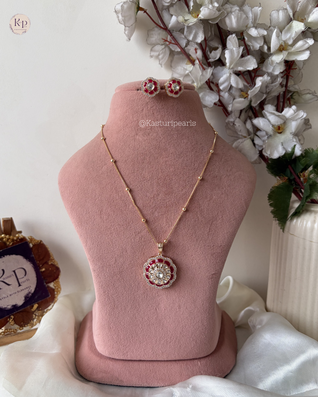 Srivalli Red Moisannite Neckset