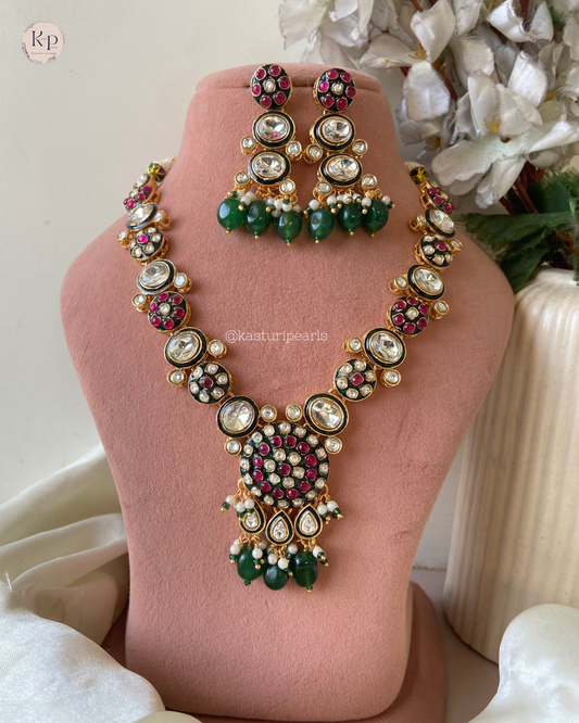 Dhrumi Green polki kundan Neckset