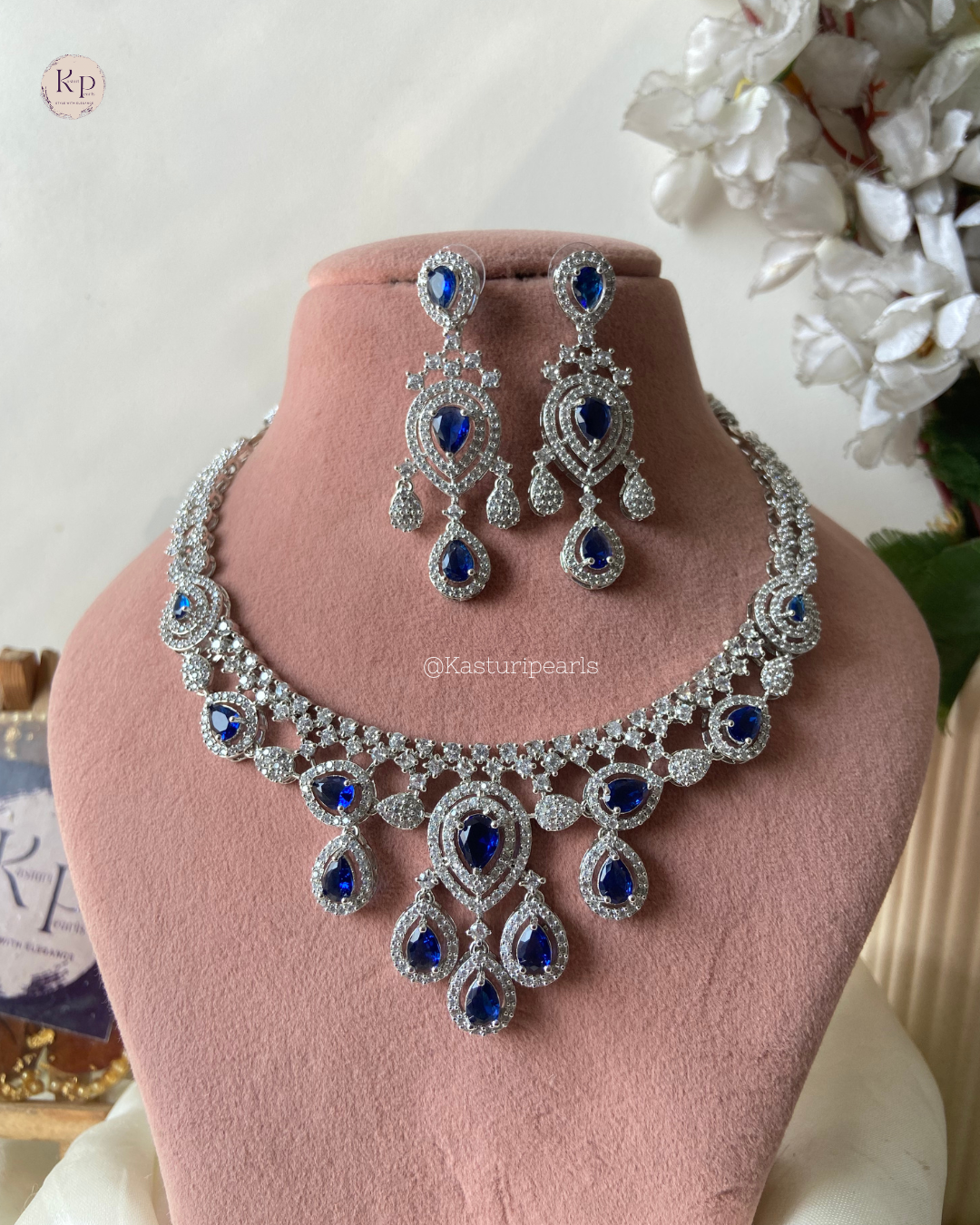 Swara Blue AD Necklace set