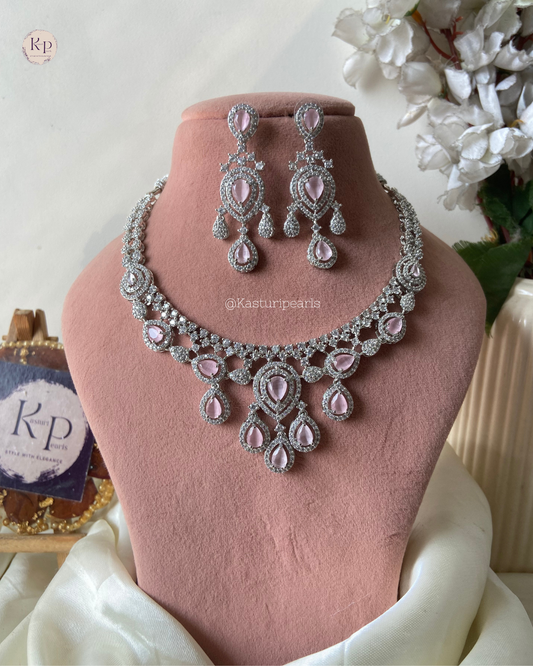 Swara Pink AD Necklace set