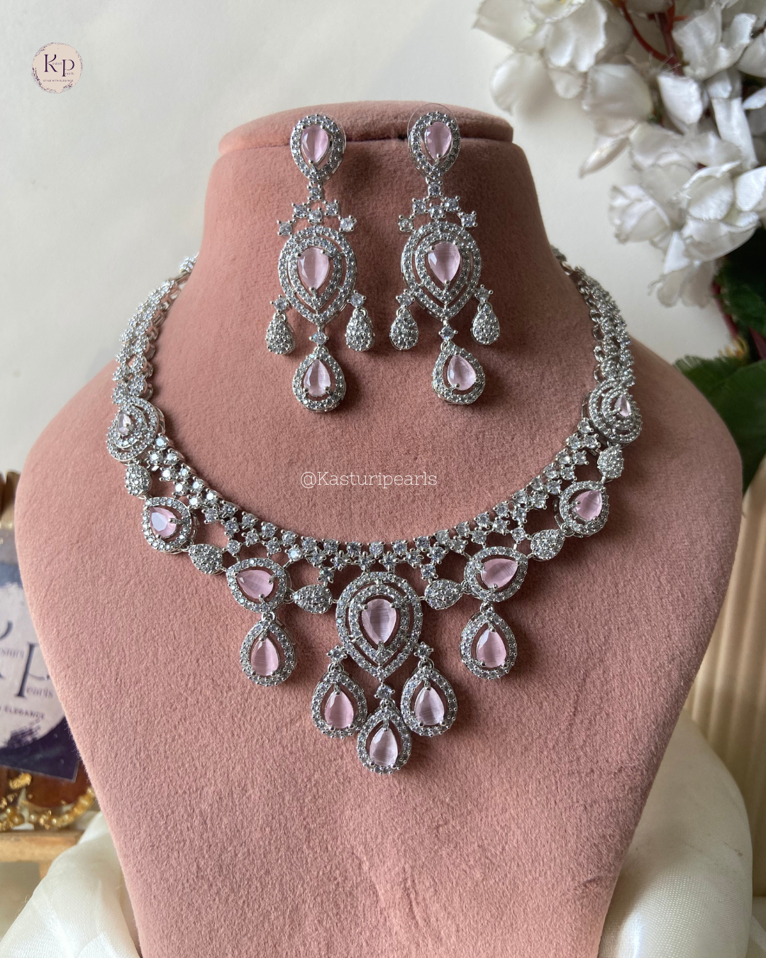 Swara Pink AD Necklace set