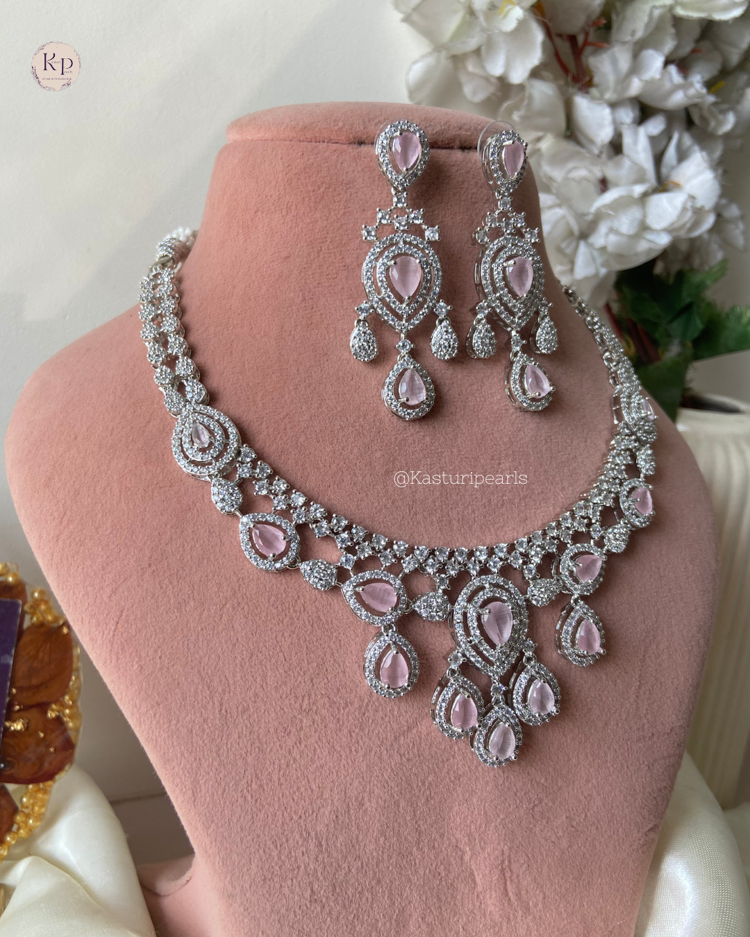 Swara Pink AD Necklace set
