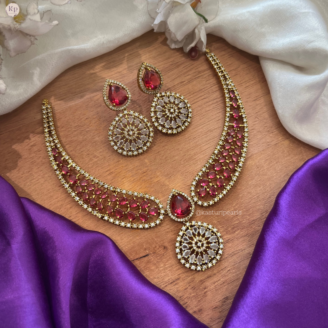 Yashvi Red Victorian Necklace set