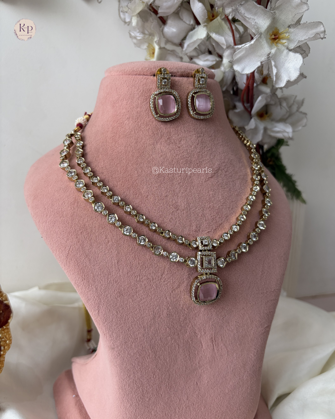 Vedika Pink Victorian Polish Neckset