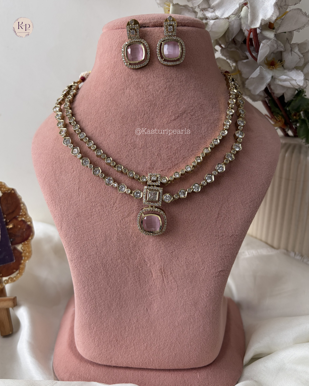 Vedika Pink Victorian Polish Neckset